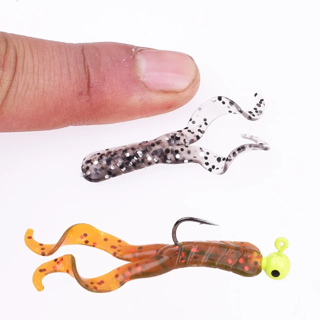 JYJ 5pcs/bag 1g jig hook with 4cm fishing grub worm maggot soft