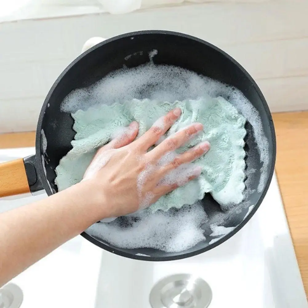 

Is Cheaper Double-Layer Absorbent Microfiber Kitchen Dish Cloth Towel Tool Oil Kichen Non-Stick Wiping Cleaning Household G2T4