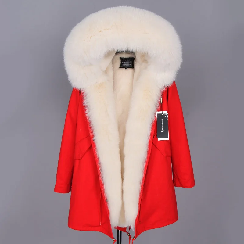 Женское пальто с натуральным мехом, модное пальто с натуральным лисьим мехом, свободные длинные парки, верхняя одежда с большим мехом, зимняя куртка со съемным воротником