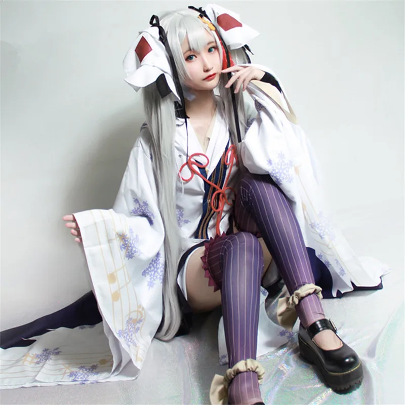Горячая новинка косплей Vocaloid V девушка снег Мику звезда и ведьма снег кимоно костюм для косплея платье Синий Хэллоуин костюмы для женщин