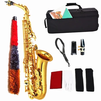 

Professional Alto Drop E Saxophone Gold Alto Saxophone with Band Mouth Piece Reed Cloth Cloth Aglet More