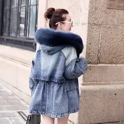 Новинка 2019, теплая зимняя женская куртка-бомбер, зимнее пальто с капюшоном для девочек, джинсовые куртки, Базовые Женские топы, ветровка