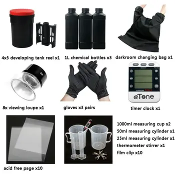 

Darkroom Developing Tank Equipment Processing Kit Spiral Reel 4x5 Color B/W Film
