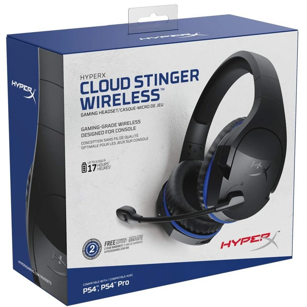Гарнитура HyperX Cloud Stinger Wireless PS4 беспроводная, 2.4 ГГц, 20-20000 Гц, 32 Ом, 109 дБ, 100-7000 Гц,-47 дБ, черная