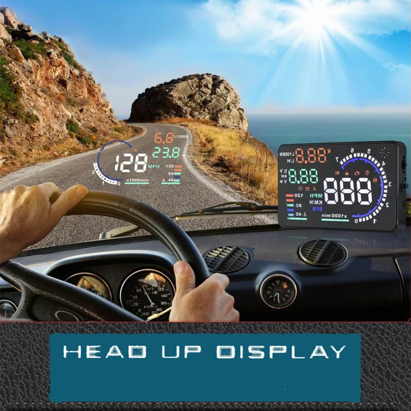 5 дюймов A8 Автомобиль HUD Универсальный предупреждение о превышении скорости