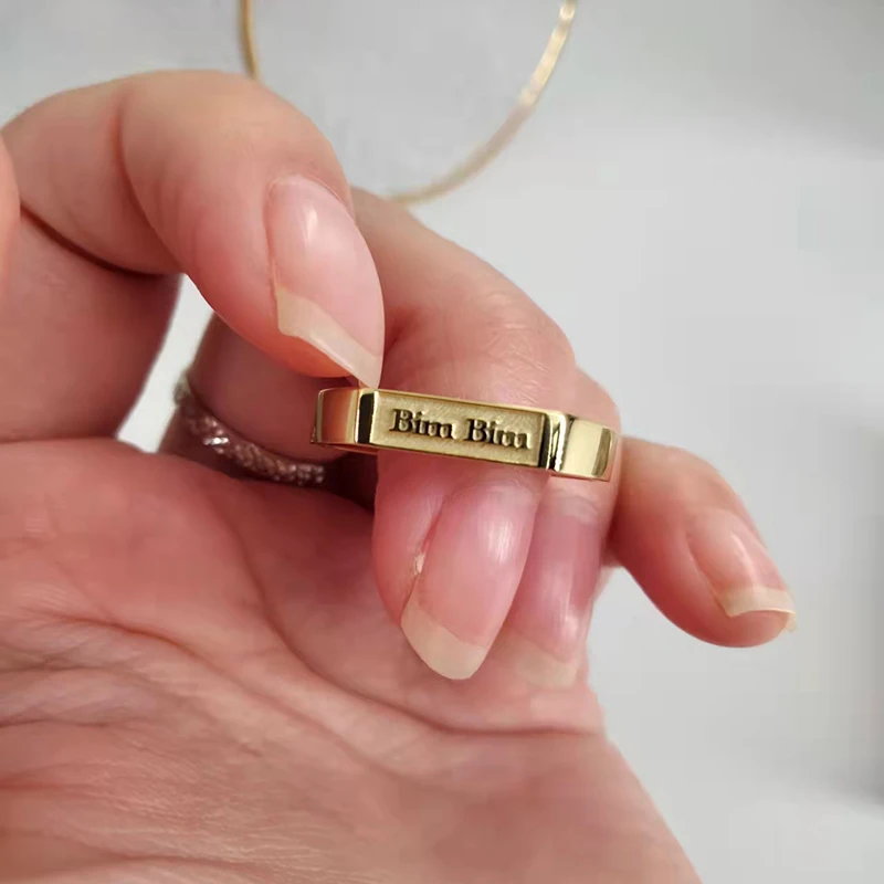 Bar Stackable Name Ring - Custom Name Rings