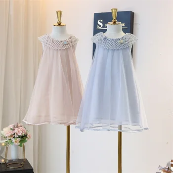 

5240 Cute Embroidery Sleeveless Princess Baby Girl Dress 2020New Summer Party Wedding Kid Dress For Girl Wholesale Child Clothes
