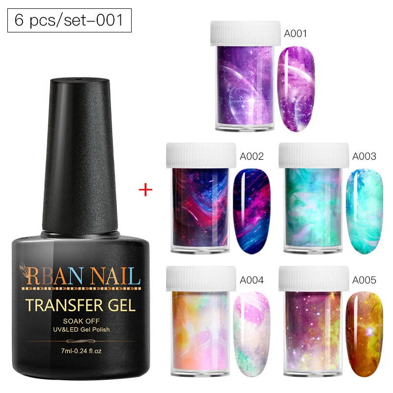 RBAN NAIL 7 мл прозрачный гель для переноса ногтей звездное небо переводная бумага красочные переводные наклейки для дизайна ногтей аксессуары для украшения - Цвет: ZH07560