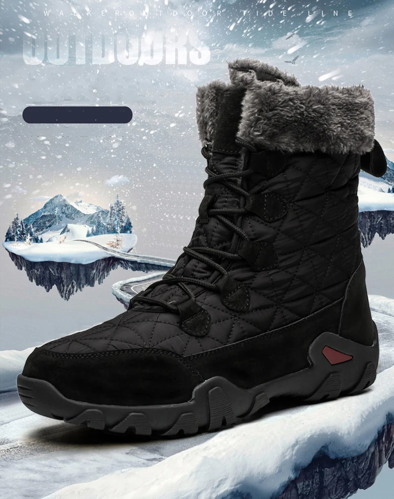 Winter Ankle Boots Sneakers Men Casual Shoes Waterproof Anti-Slip Snow Boots for Male Adult Warm Short Plush Footwear Size 47