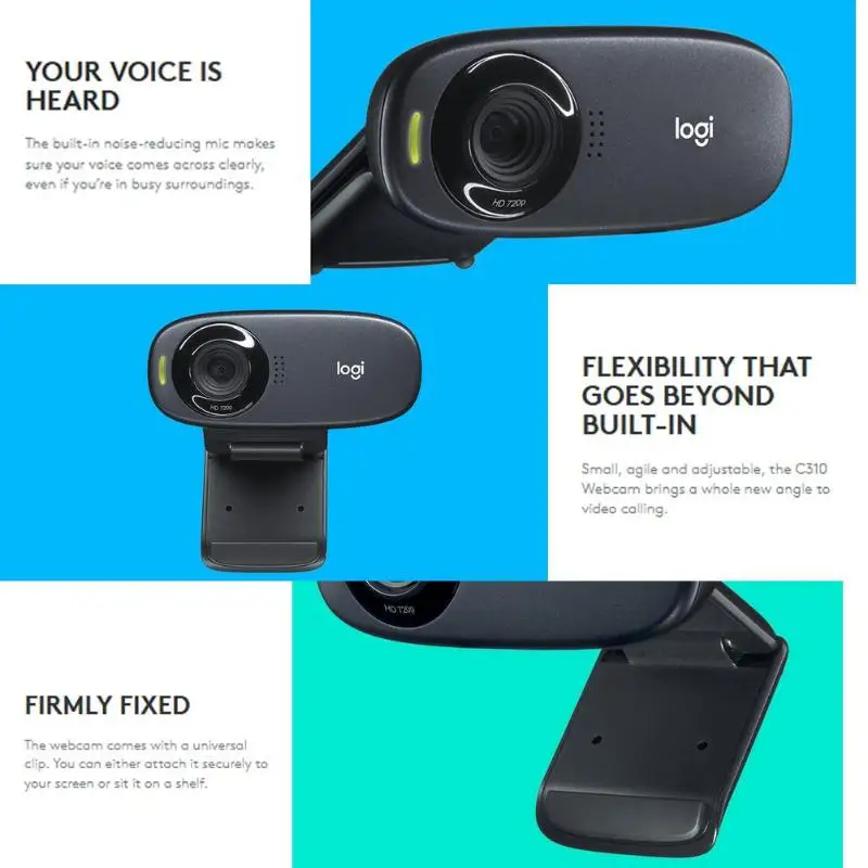 Веб-камера logitech C310 720p 30fps HD USB 2,0, веб-камера для ноутбуков, настольных ПК, периферийных устройств
