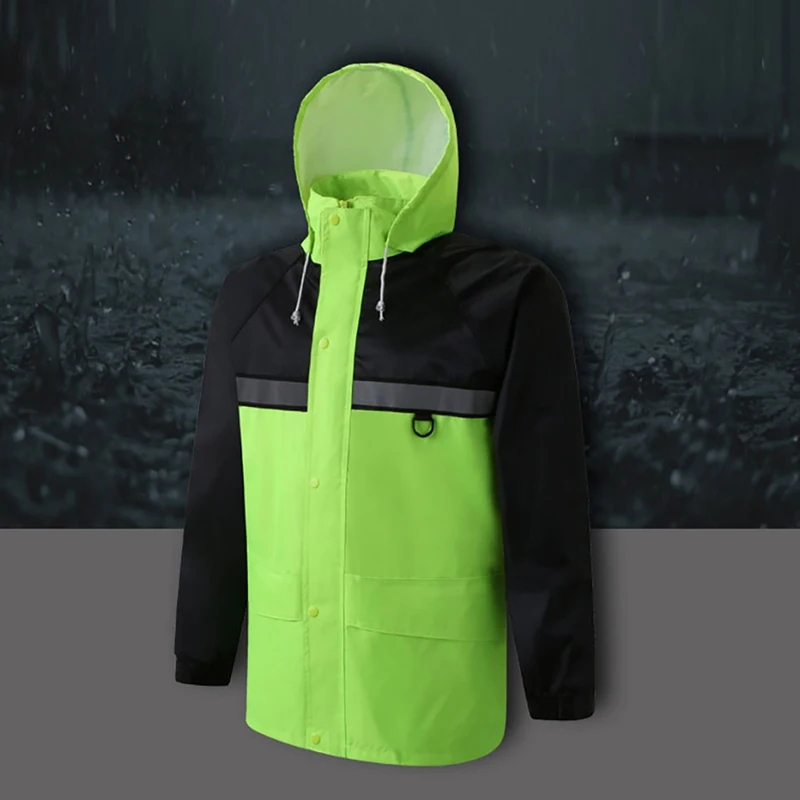 

2019 Raincoat Pants Reflective Rain Suit Hooded Long Sleeve Jacket Pants Kit High Visibility Traffic Safety Warning Rainwear