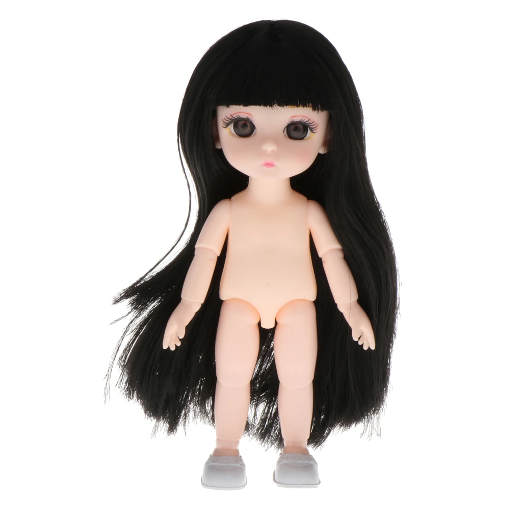 13 Joints Customized 16cm Height Doll Girl Body Figure with Head and Hair for DIY Action Figures