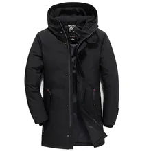 Брендовая мужская одежда, зимняя Новинка, пуховик, модный, тонкий, с капюшоном, толстый, теплый, белый утиный пух, длинное пальто и парка для мужчин, плюс размер, 6XL