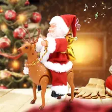Творческая кукла Санта с верхом олень электрическая музыкальная игрушка Рождественский орнамент Декор подарок Защита окружающей среды и долговечность