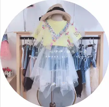 

2020 hot sale girls patchwork t-shirt short sleeve fashion summer girls top 3-8t F52