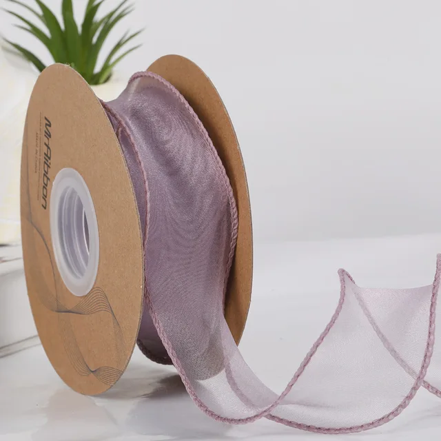 10 Yards Color Fishtail Yarn Ribbon Bouquet Packing Material Fresh Flowers Baking Overwrap Ribbon Wave Chiffon Yarn Gift Strap Dark purple