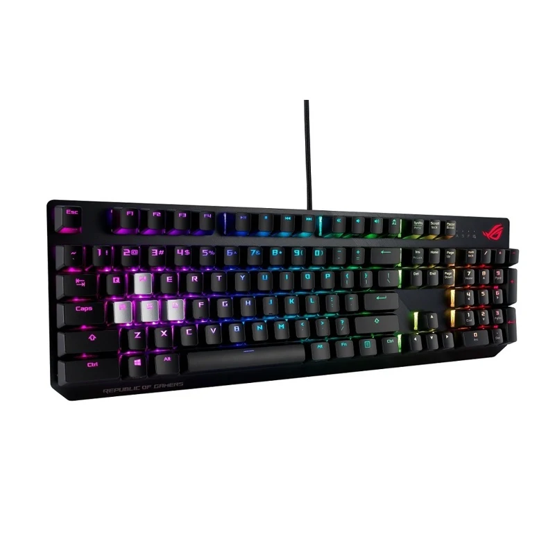Клавиатура ASUS ROG Strix Scope Cherry MX red проводная, игровая, RGB подсветка, USB, аллюминивая рама, цвет: черный