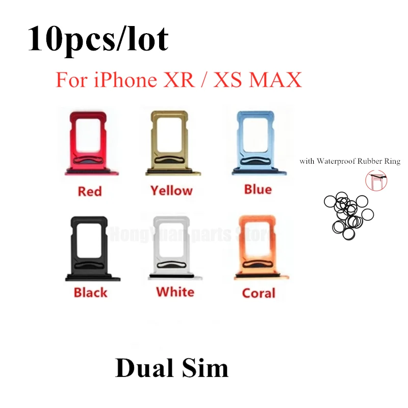 10pcs SIM Card Holder Adapter Socket For iPhone XR XS MAX Dual SIM Card Holder Tray Slot Waterproof Moistureproof Rubber Ring 30pcs lot dual single sim card tray holder for iphone 12 mini sim card slot reader socket adapter with waterproof rubber ring