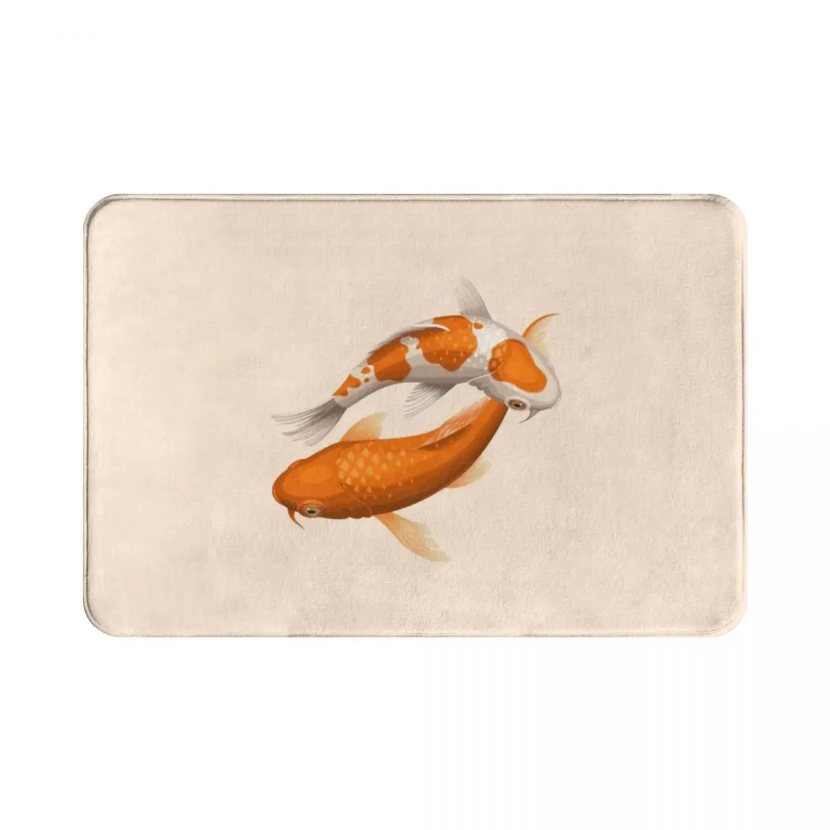 Оранжево-белый коврик Koi Fish из полиэстера для ног противоскользящий