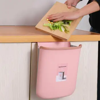 

Kitchen Wall Door Hanging Folding Garbage Waste Bin Storage Cooking Trash Can
