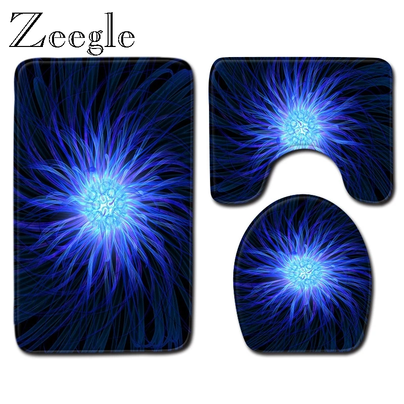 Zeegle Creative Anti-Slip Bath Mat Pedestal Rug Lid Toilet Cover Modern Stripe Entrance Mat Absorbent Bath Room Floor Mat
