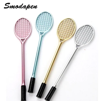 

0.38 mm Badminton Racket Style Gel Pen 4 Pcs Business Office Quick-drying Signature Pen Student with Black Cap Water-based Pen