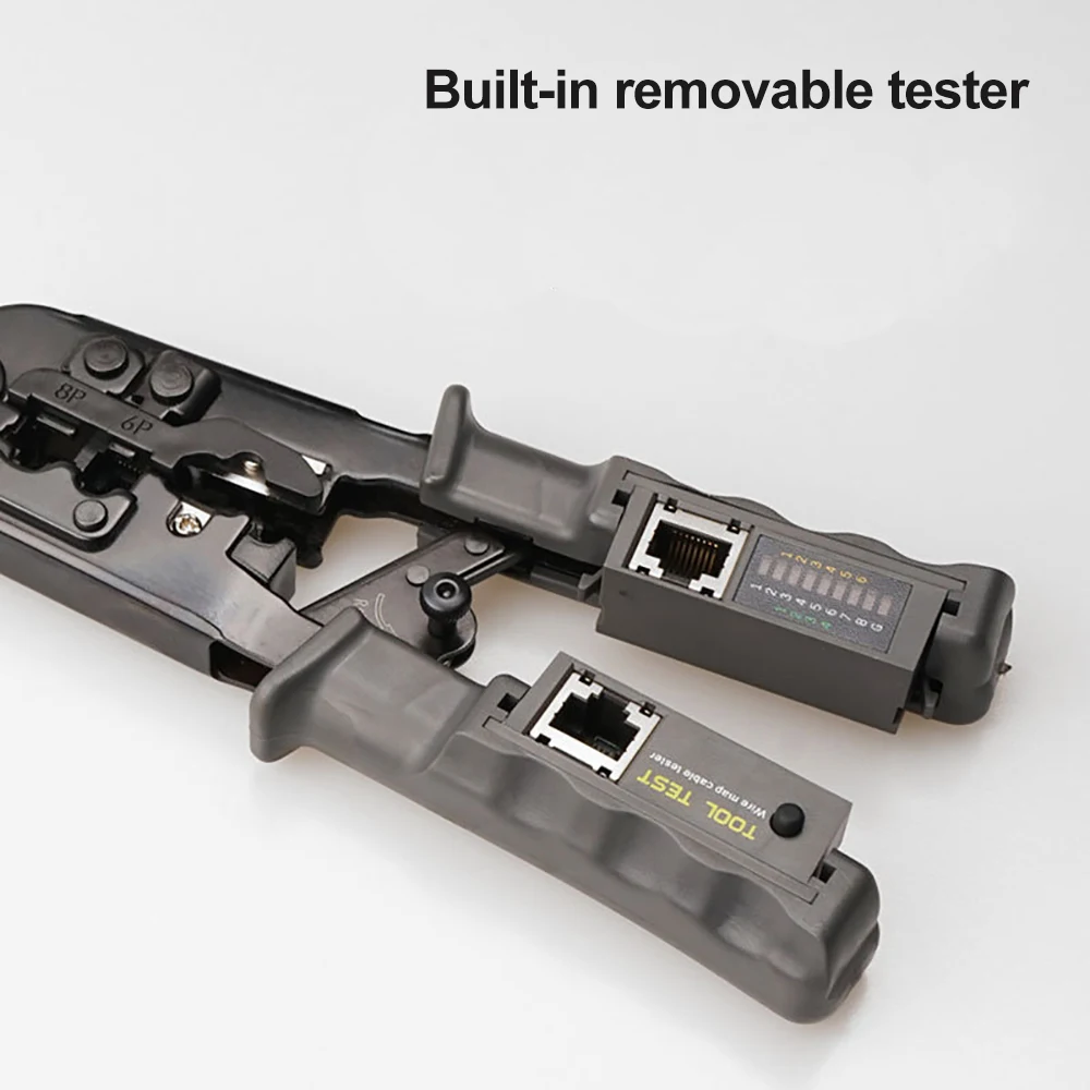 Cabo de Rede Crimper Rj45 Tester Ratchet Tool Squeeze Crimping Wire Alicadores 8p6p4p 3-purpose - Imagem 3