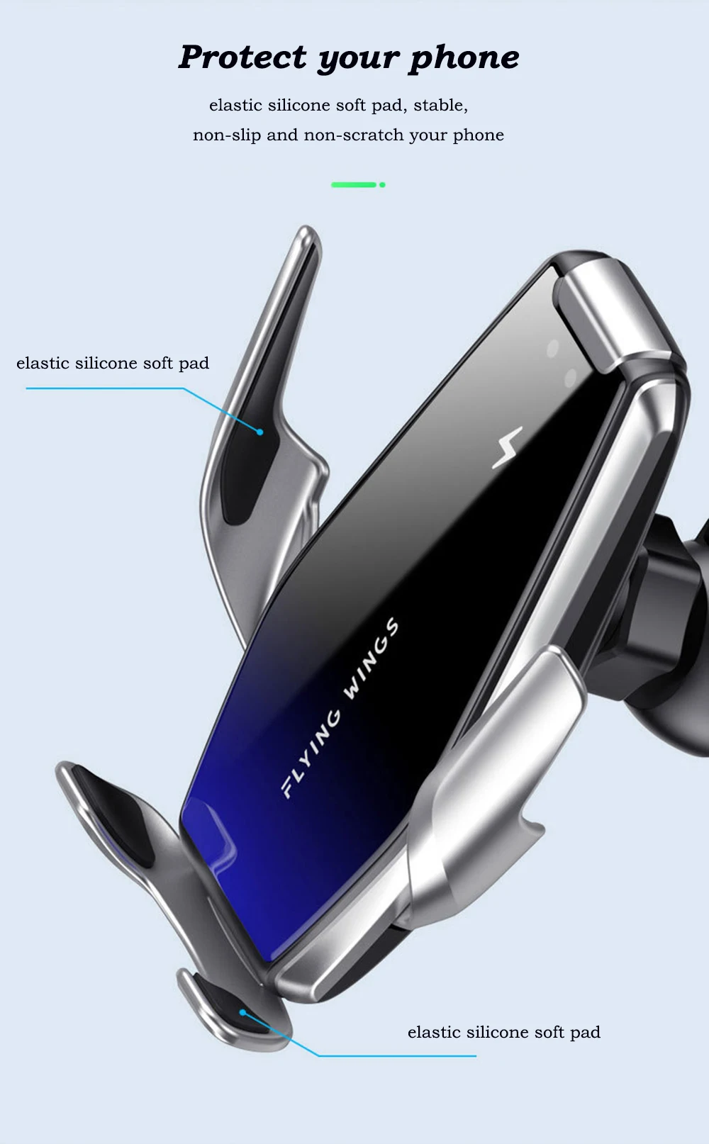 09Super Capacitor Car Wireless Charger Automatic Clamp 15W Fast Charge Mount 