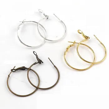 

10pcs 30mm Big Earring Hook Gold Silver Bronze Color Ear Ring Clasp Accessories For DIY Jewelry Making Earring Setting Findings