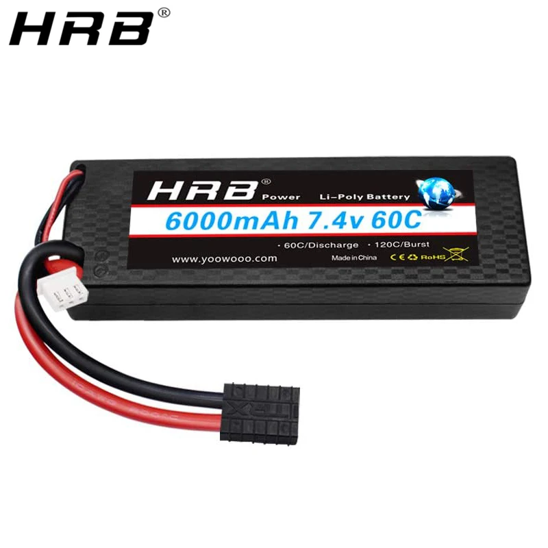 HRB 7 4 V 2S Lipo Аккумулятор 6000mAh 60C жесткий чехол T разъем совместим с 1/8 1/10 Масштаб RC