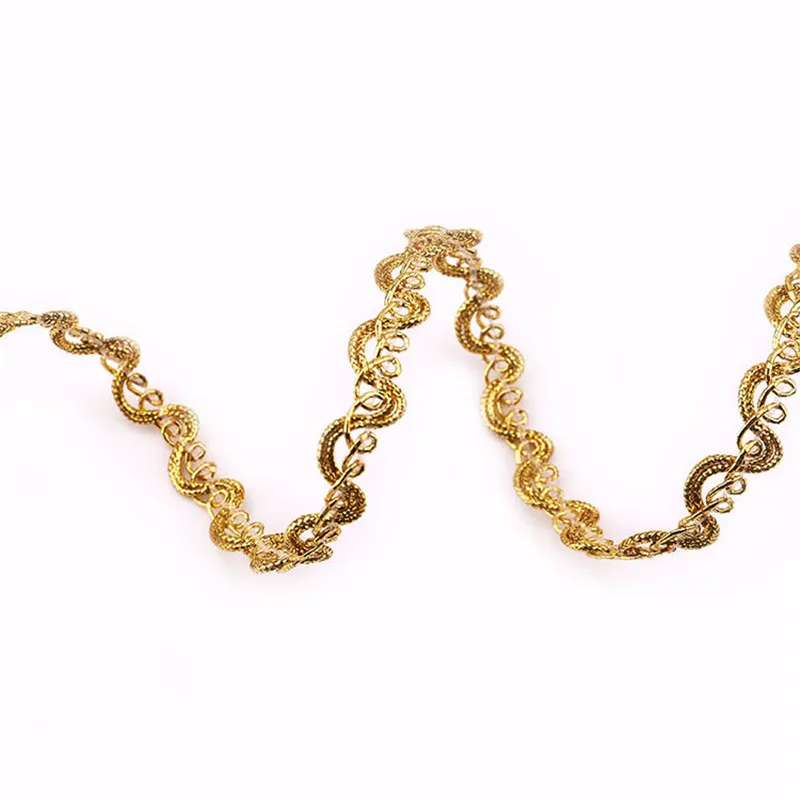 Gold Silver Lace Trim Ribbon Curve Lace Fabric Sewing Centipede Braided Wedding Craft DIY Clothes Accessories Home Decor 5y lace fabric,lace ribbon,lace garment accessories,lace sewing supplies,lace accessories,lace sewing accessories,lace decoration