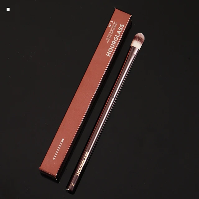 HOURGLASS Full Set Of Makeup Brushes Blush Powder Foundation Contour Eye Shadow Concealer EyeLiner Smudger Metal Handle Brushes 5