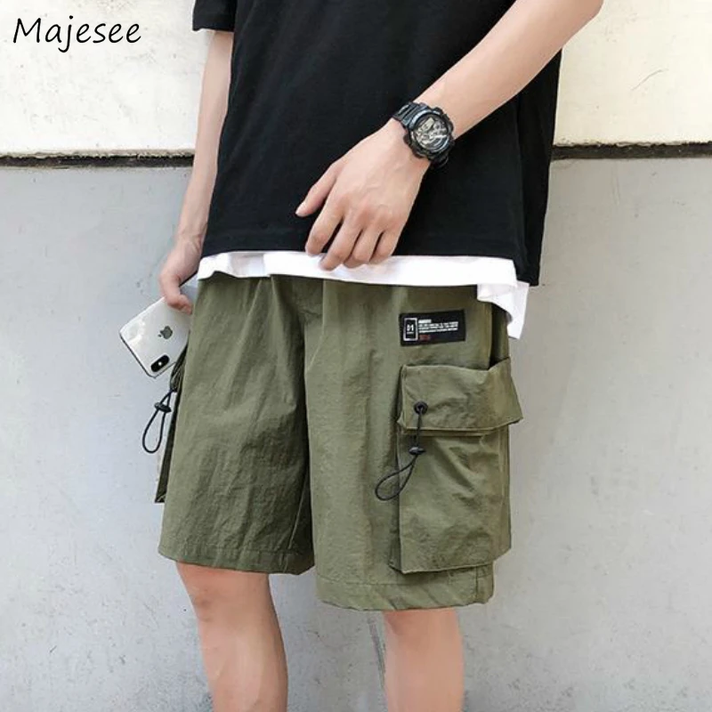 Men Casual Shorts Cargo-shorts Summer Solid Multi Pockets Korean Style Loose Chic Simple All-match Steetwear Oversize Students Men Casual Shorts Cargo-shorts Summer Solid Multi Pockets Korean Style Loose Chic Simple All-match Steetwear Oversize Students
