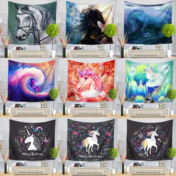 

3D Running Horses Pattern Tapestry Tridimensional Wall Hanging Gobelin for Sweet Warmth Living Room Decorative Mural