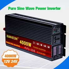 Инвертор 12V 220V 2000W 3000W 4000W 24V Dc до 110V Ac инвертор с чистым синусом Напряжение преобразователь 12 220 Мощность автомобильный микро-инвертор