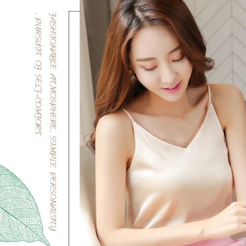 V-neck Satin Beauty Back Camisole Women's Outer Wear Off-shoulder Bottoming Shirt Looks Thin and All-match New Product
