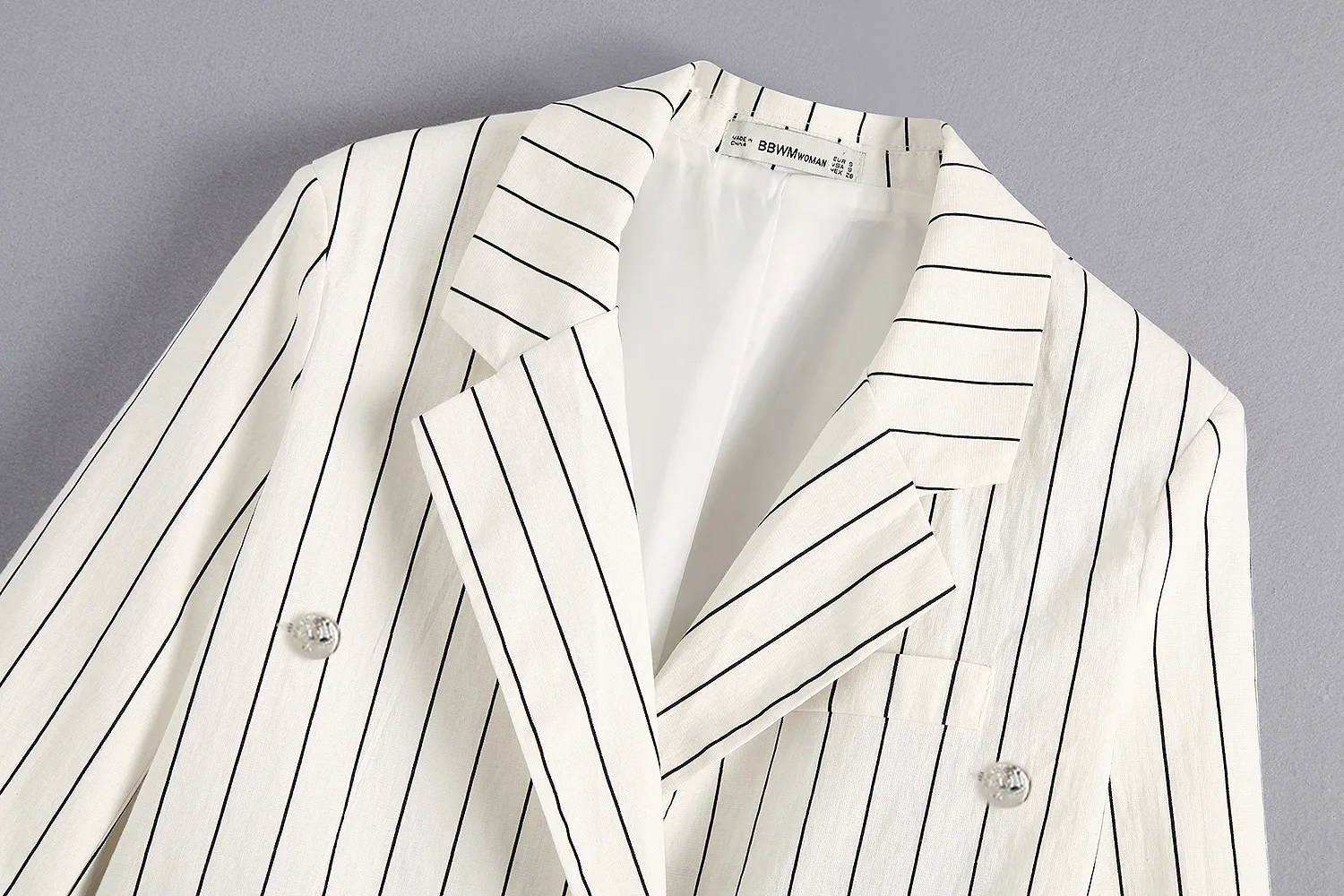 

WOMEN'S Dress Europe And America Fast Fashion Double Breasted White Stripes Casual Suit Jacket Tops Women's 2019 Autumn New Styl