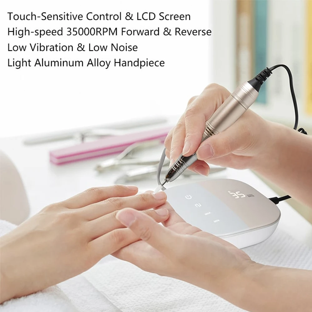 máquina de manicure elétrica com controle sensível ao toque tela lcd broca de unhas arquivo de unhas elétrico para unhas de gel acrílico