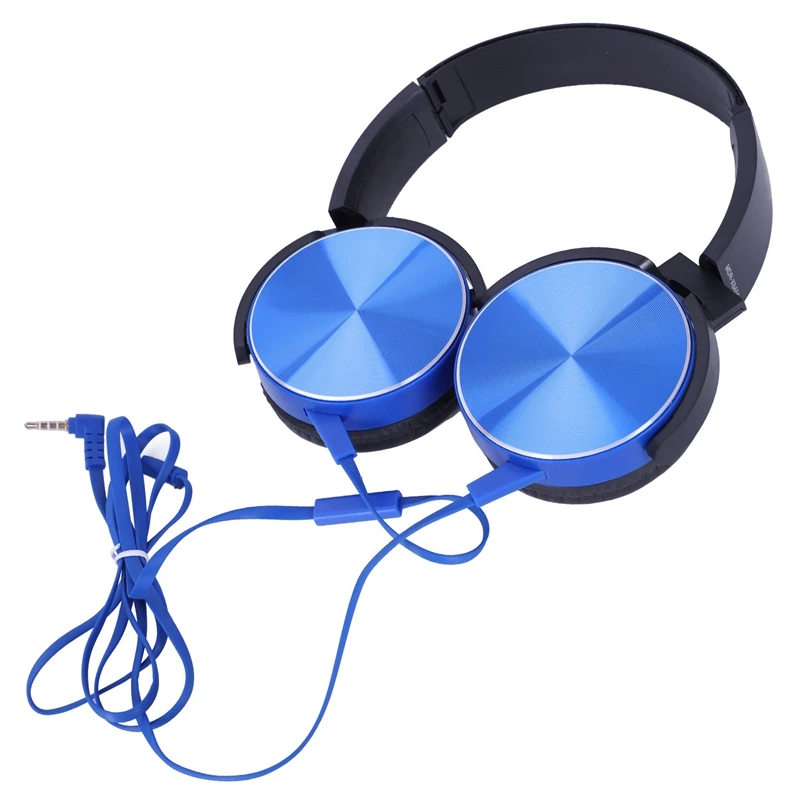 Blue ABKT-Kubite 3,5 мм стерео гарнитура проводная гарнитура на ухо музыкальные наушники с микрофоном для телефона компьютера MP3 - Цвет: Blue