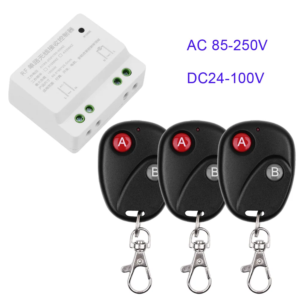 AC 110V 220V 1 CH Пульт дистанционного управления приемник беспроводной Радиочастотный черный передатчик для зала спальни лампа ВКЛ. Выкл. 433 Mhz