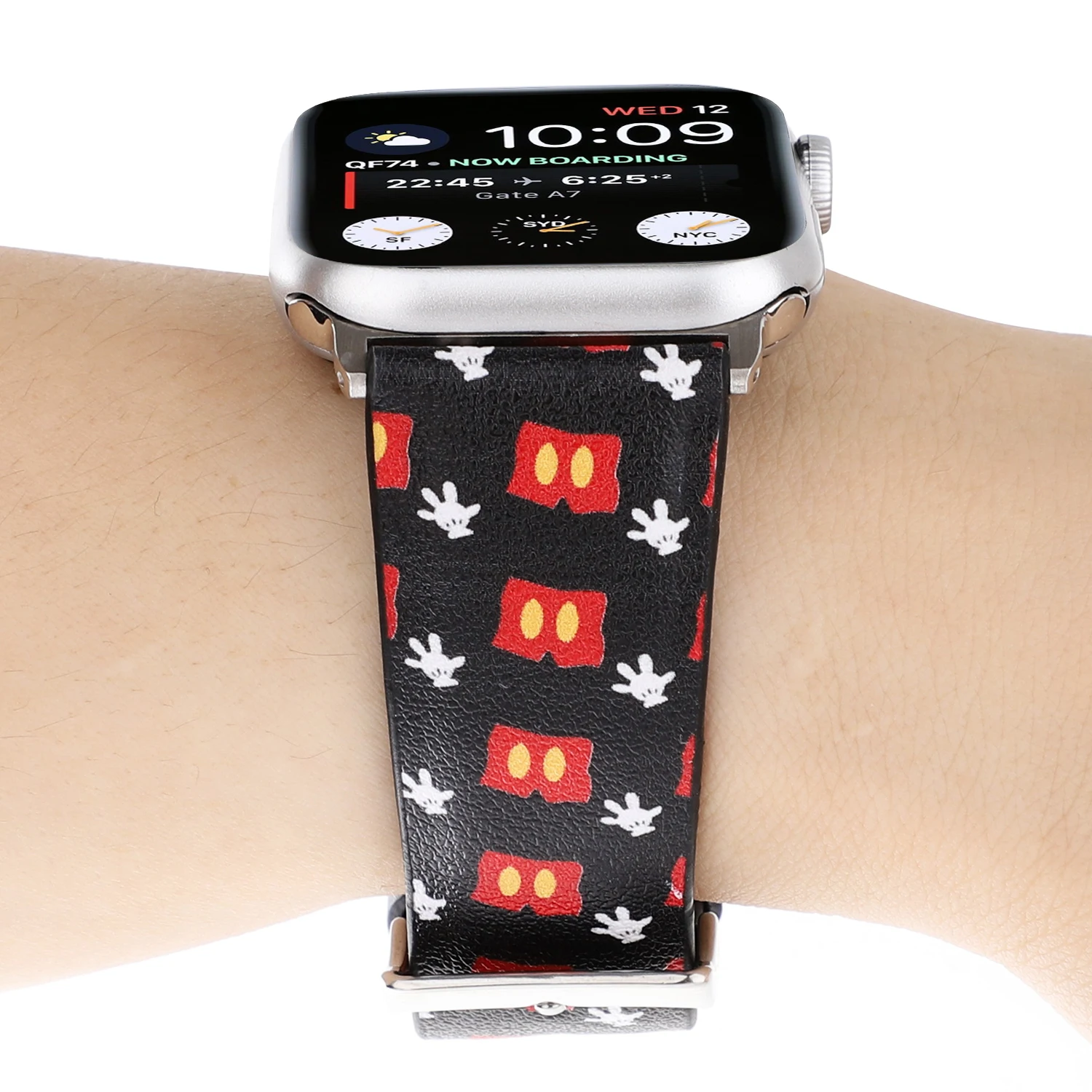 Кожаный ремешок с мультяшным принтом для Apple Watch band 40 мм 44 мм браслет с подвеской в виде мыши ремешок для iwatch Series 4 3 2 1 38 мм 42 мм