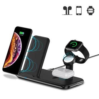 

High Power 15W Qi 4 in 1 Wireless Chargers Stand For Iphone 11 XS XR Fast Charger Dock For Apple Watch 5 4 3 2 For Airpods Pro