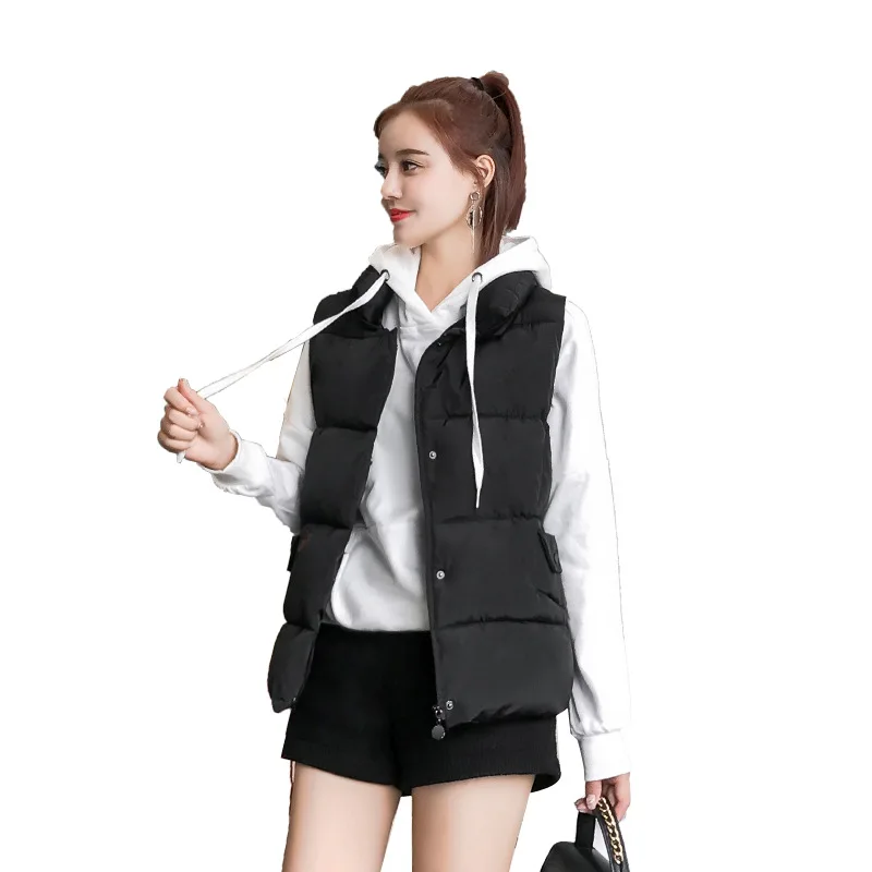 

2018 Autumn And Winter New Style Embroidered Cotton Vest Women's Korean-style Slim Fit Light Warm down Feather Cotton Waistcoat