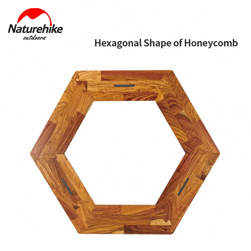 Naturehike Camping Table Hexagonal Splicable Table Wooden Panel Iron Bracket Easy Assembly Family O