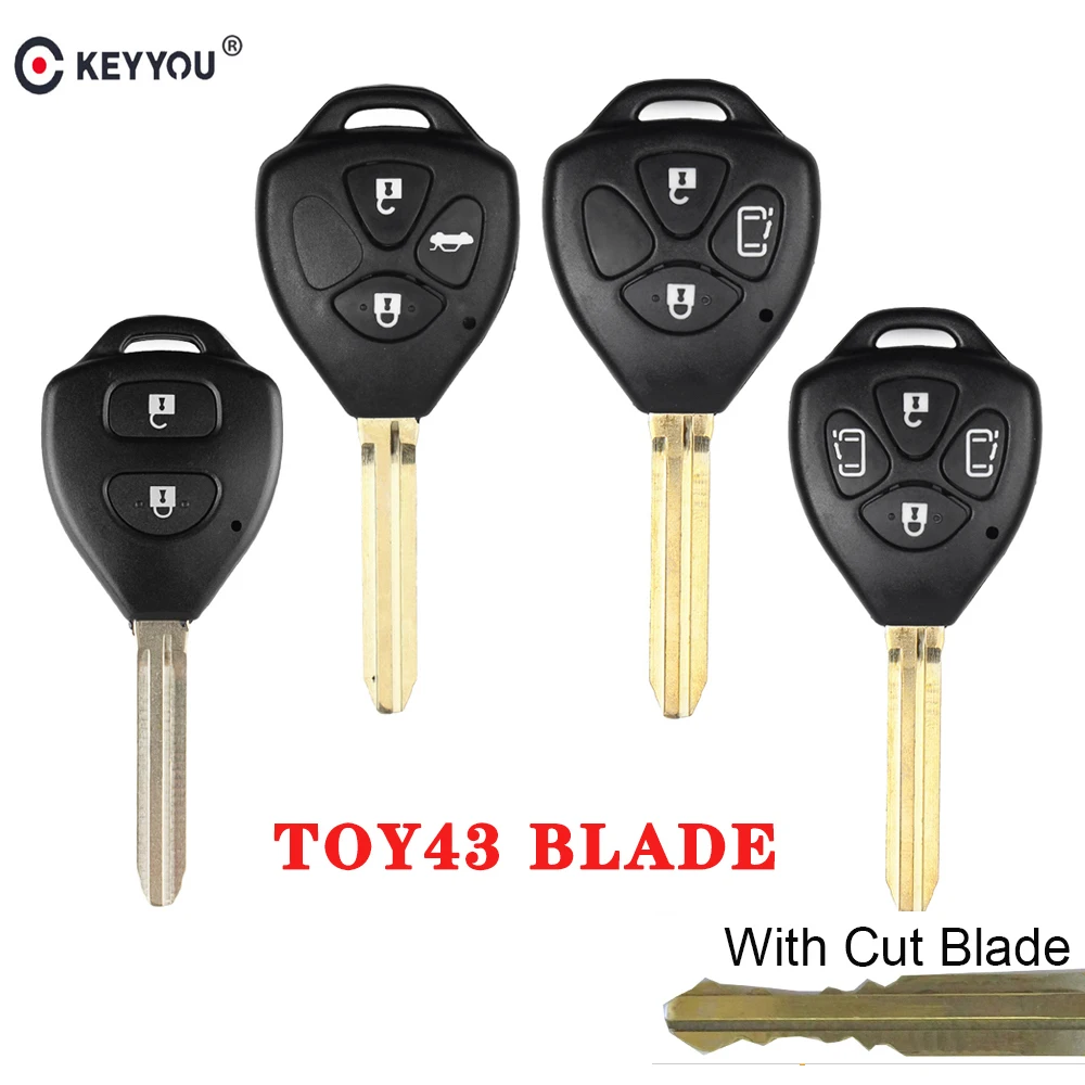 

KEYYOU Cutted Blade 2/3/4 BT Remote Car Key Case Shell for Toyota Yaris Prado Tarago Camry Corolla RAV4 REIZ Crown 2007-2012