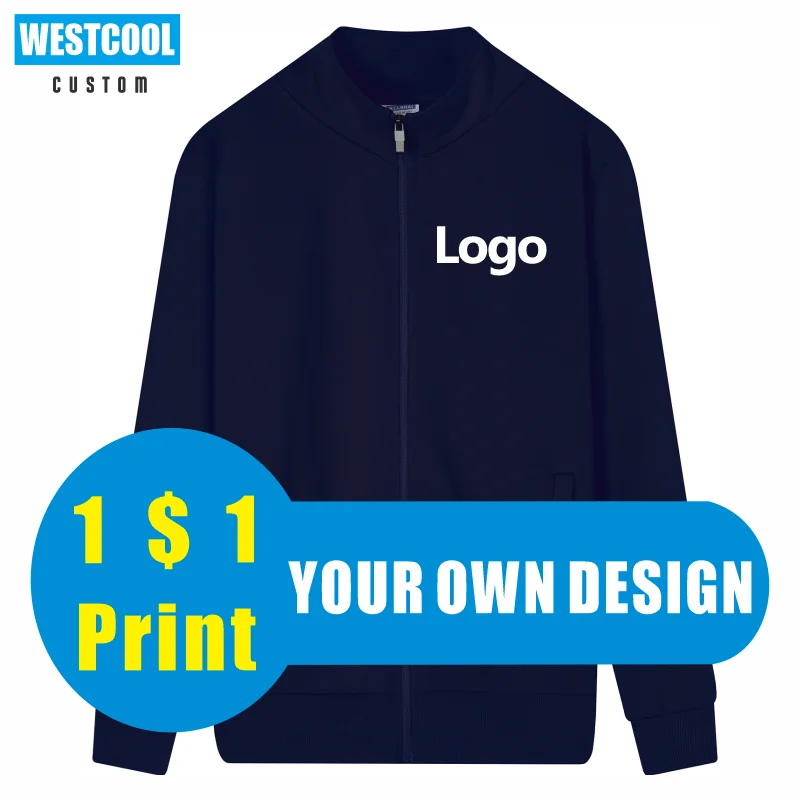 High Quality Zipper Jacket Custom Logo  Print Personal Design Company Brand Embroidery Sweatershirt Text Photo WESTCOOL fashion zipper thin jacket custom logo printed personal design men and women sweater embroidery picture text onecool