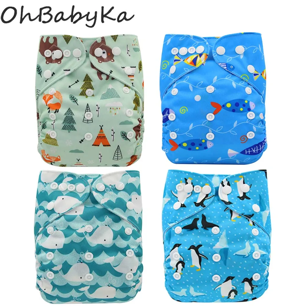 24 Ohbabyka 4 шт./компл. многоразовый тканевый подгузник для новорожденных Регулируемый Детский подгузник многоразовая полотняная пеленка водонепроницаемый чехол для Merries Fit 3-15 кг - Цвет: 24
