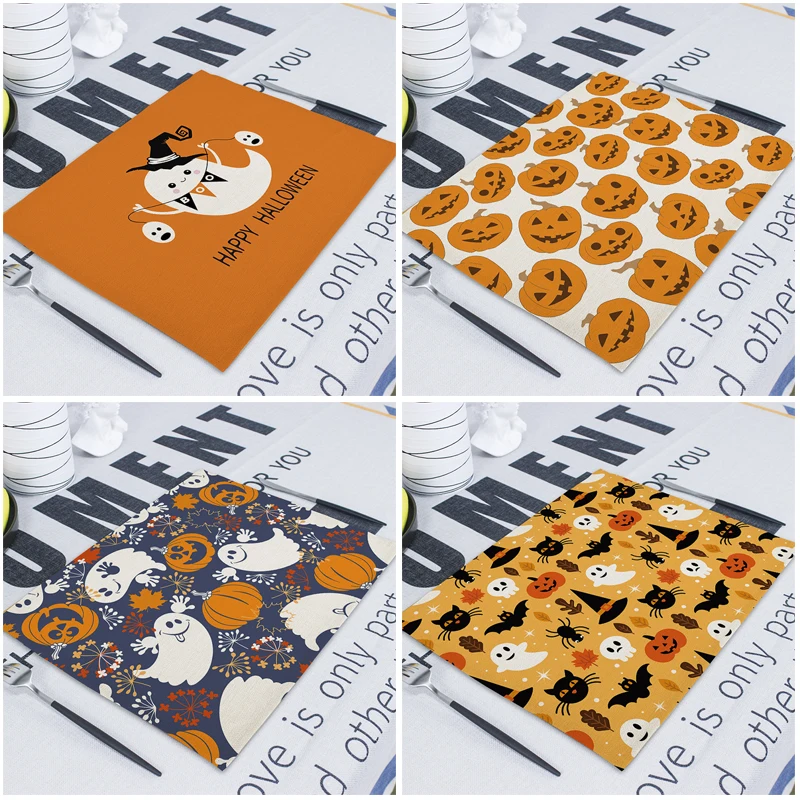 

Horror Pumpkin Table Mat Napkins Cloth Halloween 43*32Cm Linen Napkins Table Nordic Home Decorative Paper Napkin Servilletas