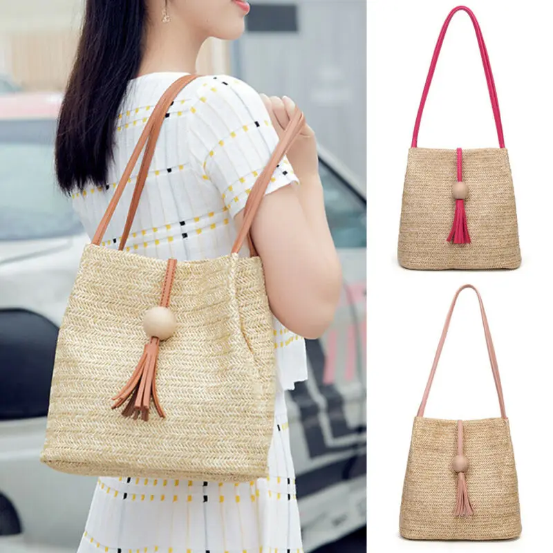 Балийский инсель дамен Таш Sommer ротанга строх ручной gewebte Schultertasche Mode