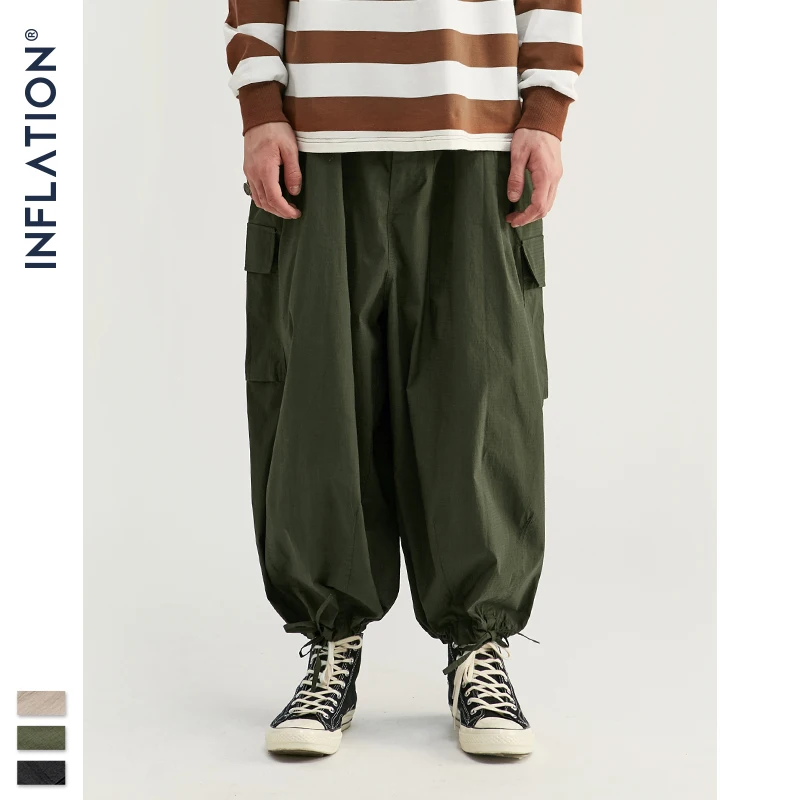 Инфляция дизайн Для мужчин широкие брюки для девочек осенние свитшоты Для мужчин брюки для бега свободный покрой Однотонная одежда уличная Для мужчин Повседневное брюки 93395